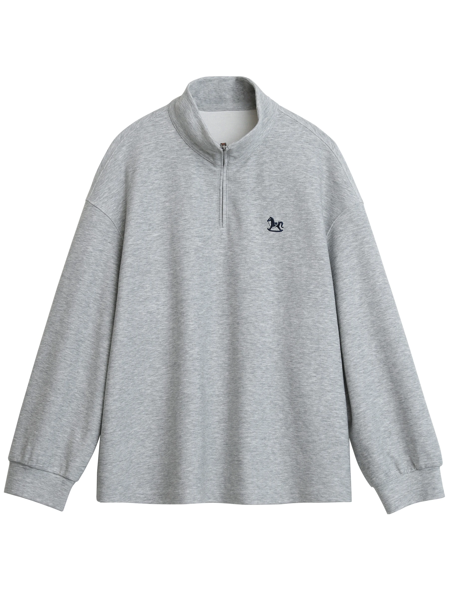 CHIC VEN femmes sweats mode décontracté col montant broderie demi fermeture éclair à manches longues pulls printemps automne nouveau 2025