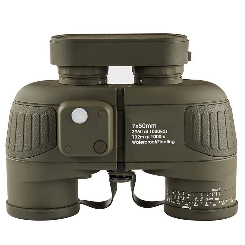 7x50 Nitrogen Waterproof Floating Binoculars with Rangefinder Compass HD Bak4 Marine Telescope for Outdoor Boating Hunting