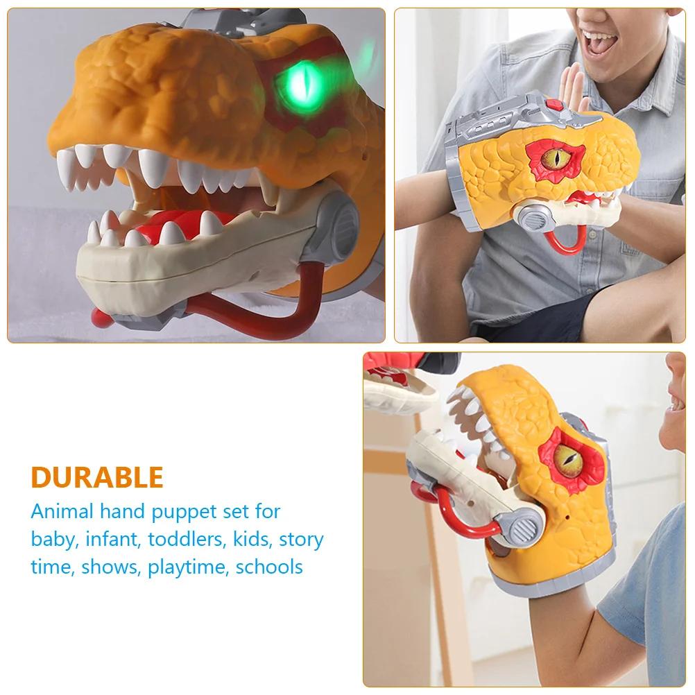 

Dinosaur Hand Puppet for Kids Sound Light Dragon Children's Toy Orange Animal Toddler