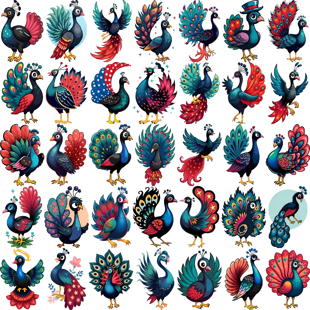 

54 шт. временные татуировки красочные павлины мультфильм павлин дизайн временные татуировки наклейки для плеч