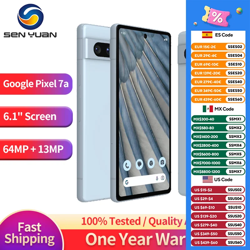 Google Pixel 7a 5G 8GB RAM 128GB Mobile phone Google Tensor G2 6.1 inches 64 MP + 12 MP Octa-core Original pixel 7a cellphone