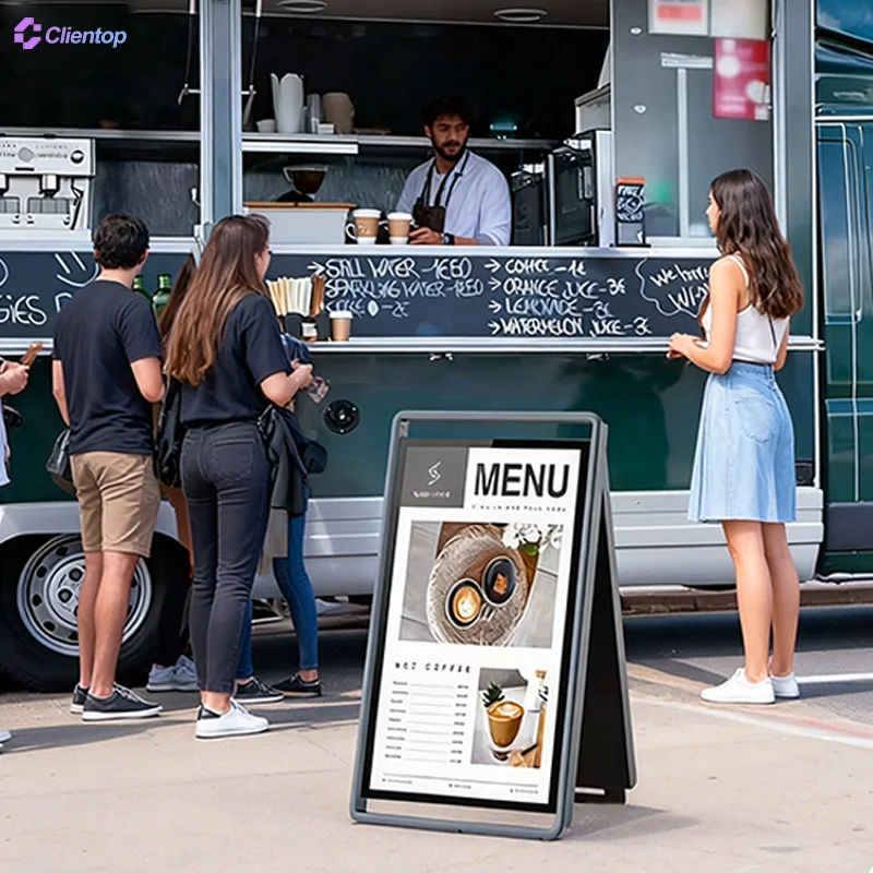 IP55 Outdoor Waterproof Digital Poster Solar Power 1500nits Mini Led Backlight Energy-saving Lcd Display For Food Truck Mall