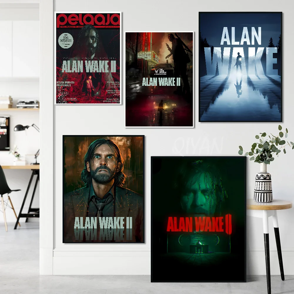 Alan Wake 2 Horror Game Poster Stickers Art Wall Murals Decor Game Room Decor Gifts HD Painting