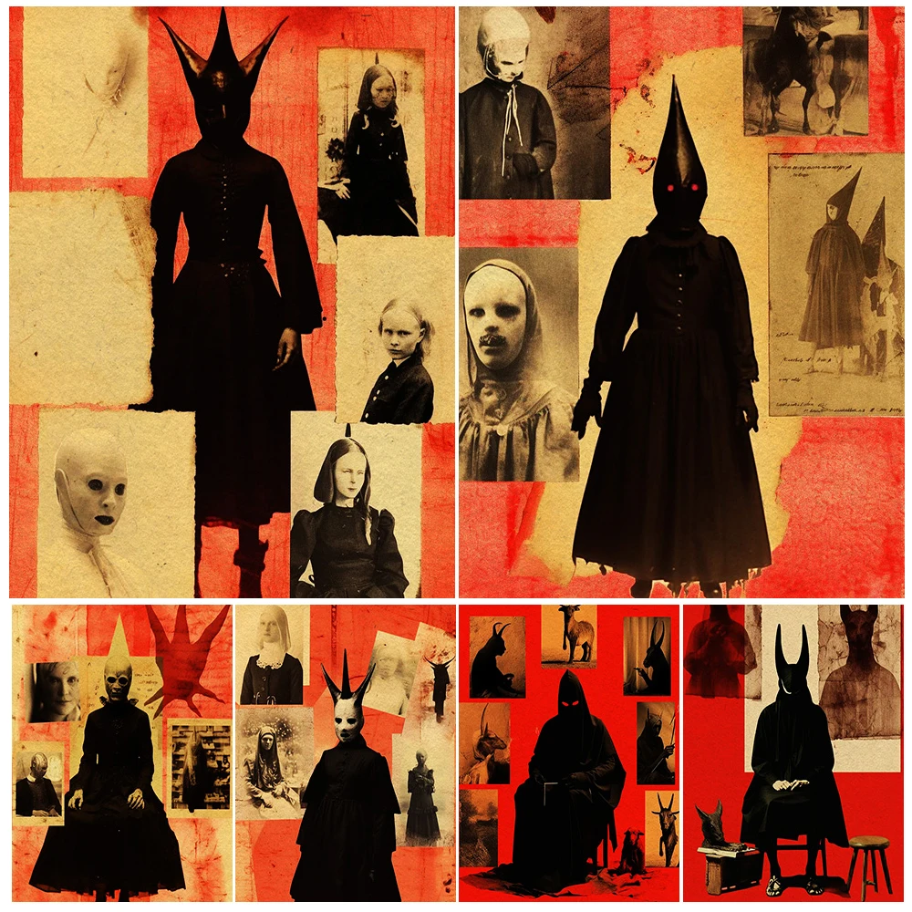 Pagan Wiccan Vintage Puzzle Wall Art Canvas Painting Mysterious Witchcraft Group Retro Photo Art Poster And Print Home Decor