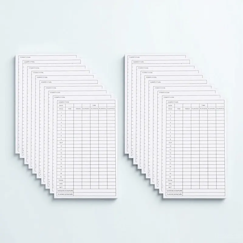 20Pcs Copper Coated Paper Scorecards Double-Sided Portable Golf Score Sheets Premium Golf Score Competition Supply
