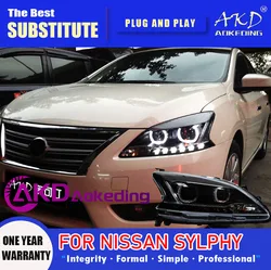AKD Head Lamp for Nissan Sylphy LED Headlight 2012-2015 Headlights Sylphy DRL Turn Signal High Beam Angel Eye Projector Lens