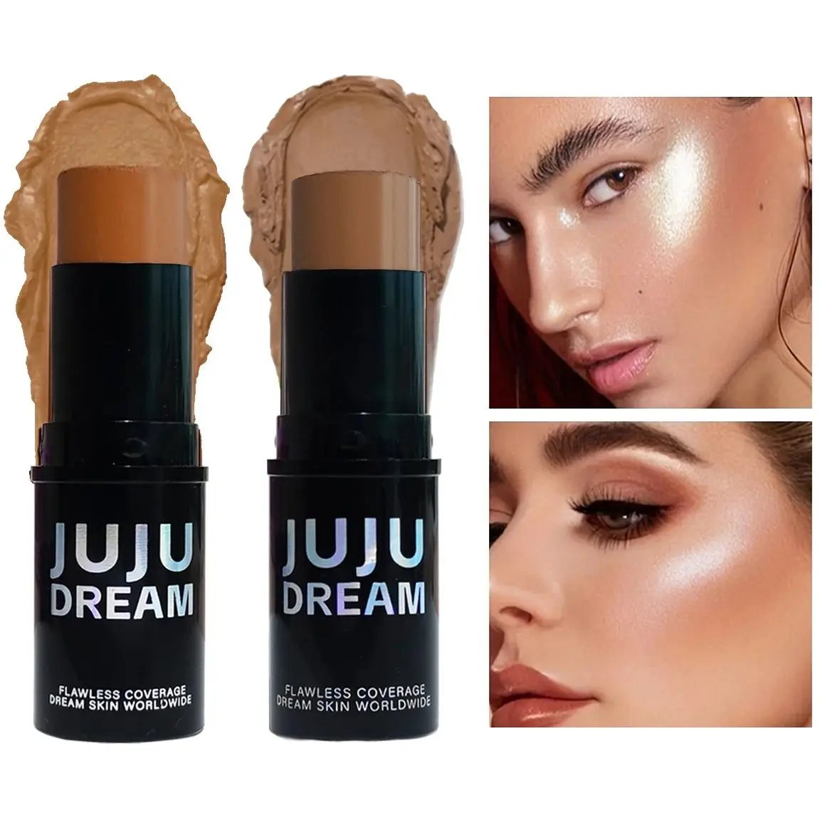 قلم مكياج كونتور برونزي بني للوجه، قلم مكياج كريم أساس يدوم طويلاً، ظلال كونتور ناعمة، أحمر الخدود، مستحضرات تجميل خافي عيوب البشرة