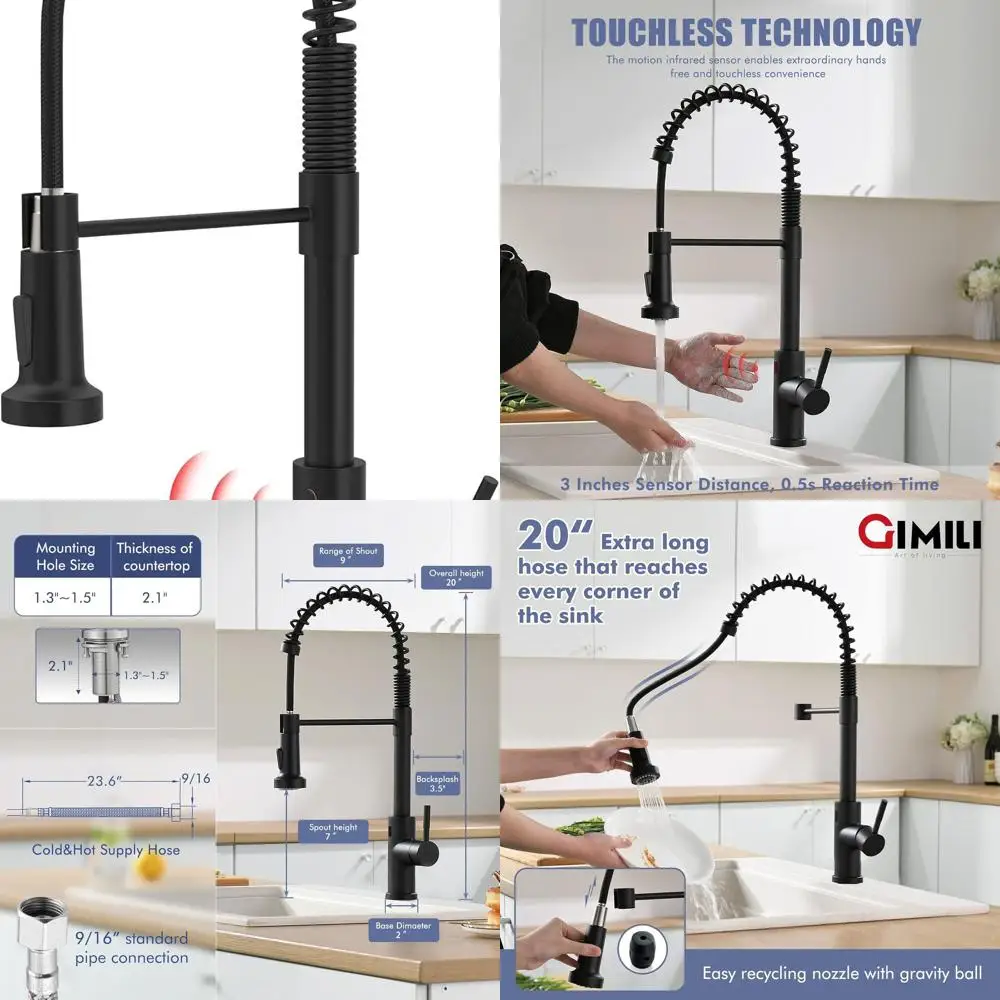 Grifo de cocina inteligente activado por movimiento con rociador extraíble, manija única y tecnología sin contacto