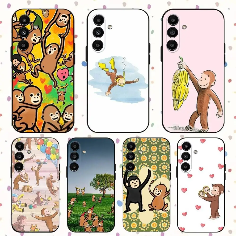 

Curious George Monkey Phone Case For Samsung S24,S21,S22,S23,S30,Ultra,S20,Plus,Fe,Lite,Note,10,9,5G Black Soft Cover