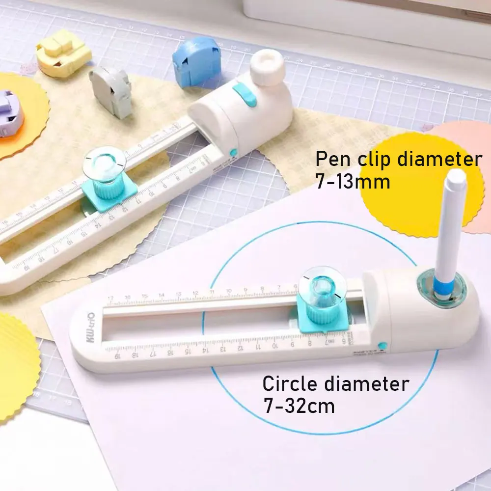 8-in-1 Adjustable 360° Decorative Circle Cutter with 7 Blades, 7-32cm ABS Craft Tool for Scrapbooking, Cards and Gift Tags image 3