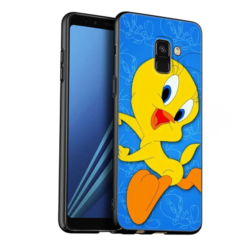 Cute Cartoon T-Tweeties Bird Black Phone Case For Samsung Galaxy A01 A03 Core A04 A10 E A20 A21 A30 A50 S A6 A8 Plus A7 A9 2018