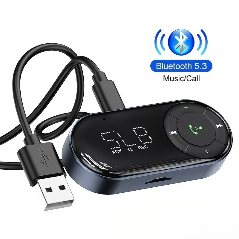 

Для автомобиля Bluetooth аудиоприемник автомобильный музыкальный приемник громкой связи дисплей Bluetooth 5,3 FM-передатчик автомобильный FM-приемник