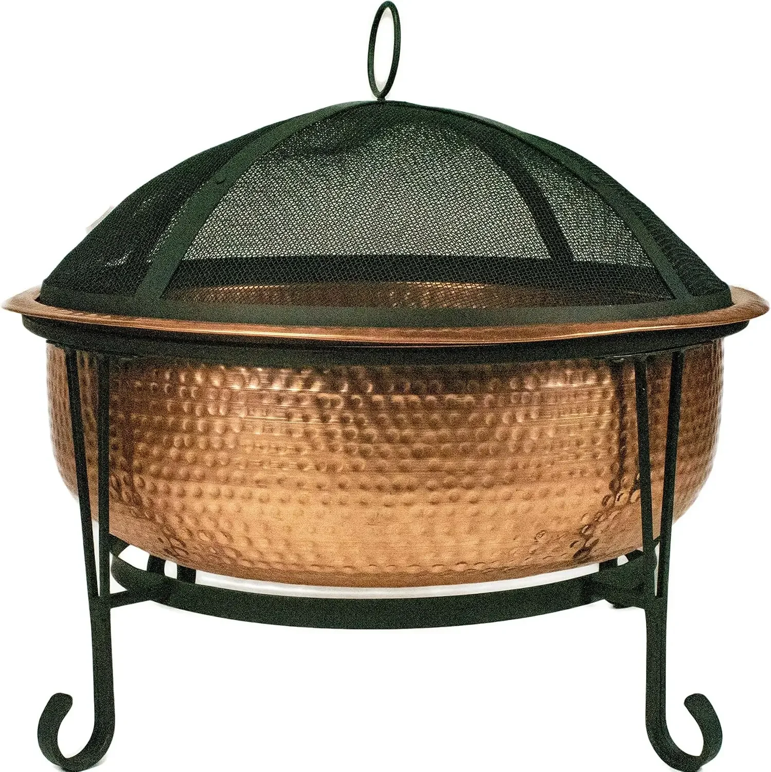 

26" Genuine Copper Fire Pit with Screen, Cover, and Safety Poker - Perfect for Outdoor Gatherings