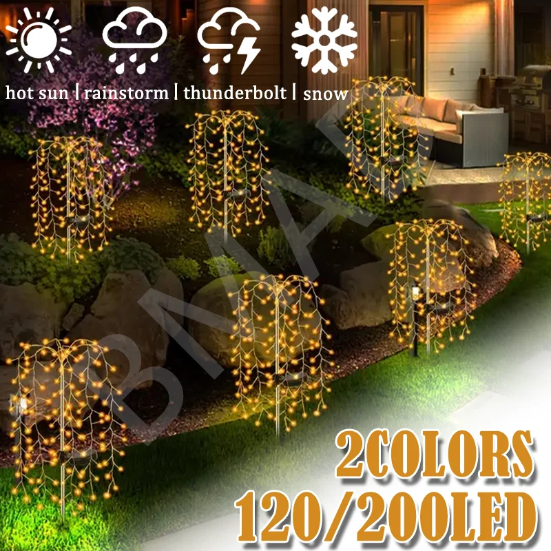 

Solar Powered 120/200LED Fireworks String Lights Outdoor Waterproof Fairy Lights for Courtyard Garden Ramadan Party Decor