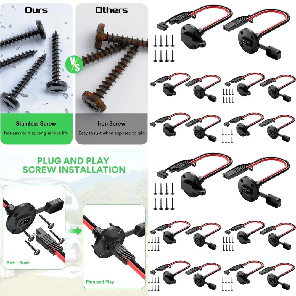 

10AWG Weatherproof Power Socket Panel Mount Adapter for Generator Battery, 5 Pairs