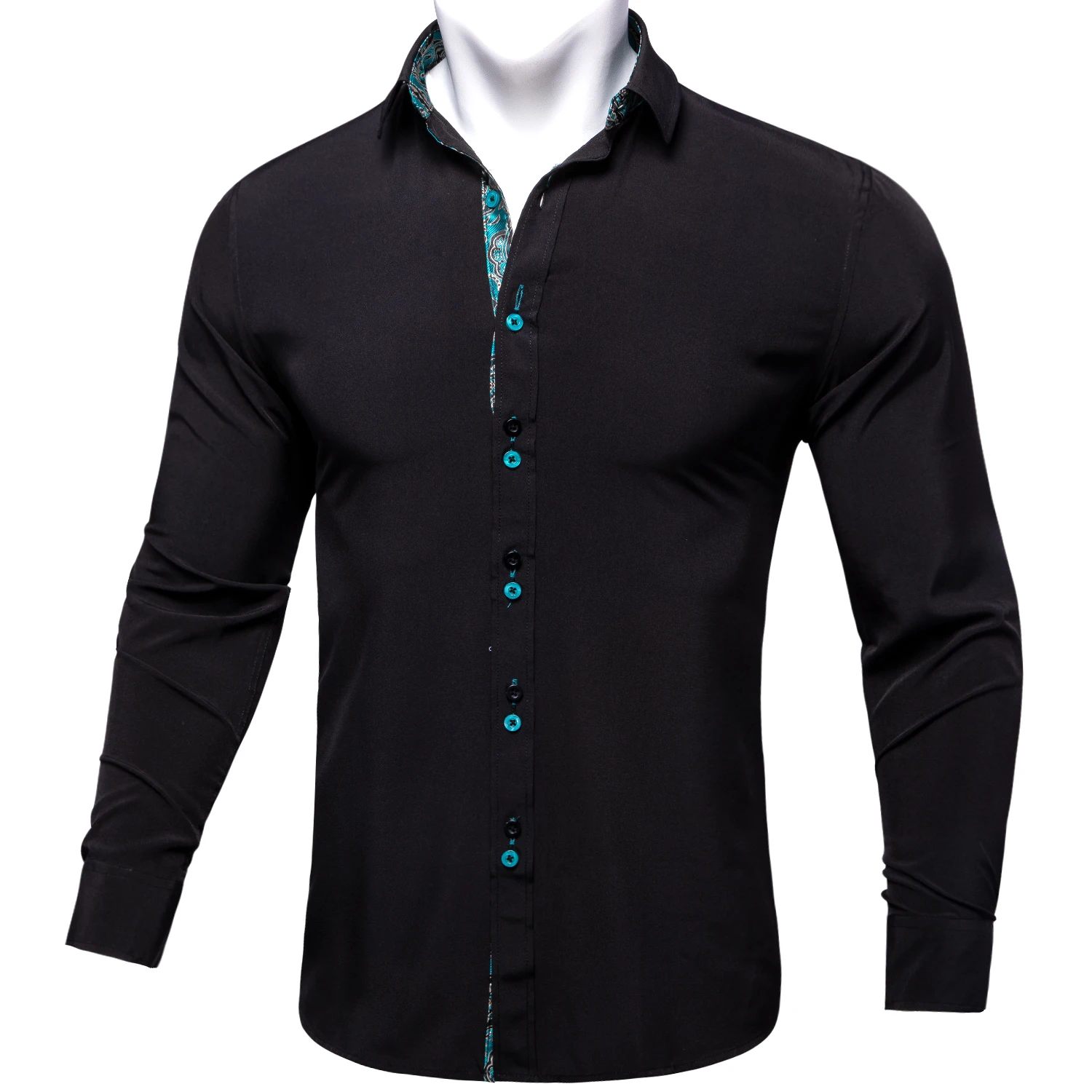 Classic Party Shirt For Men Black Blue Patchwork camisa masculina Spring Autumn Turn-Down Collar Man Shirts Causal Long Sleeve