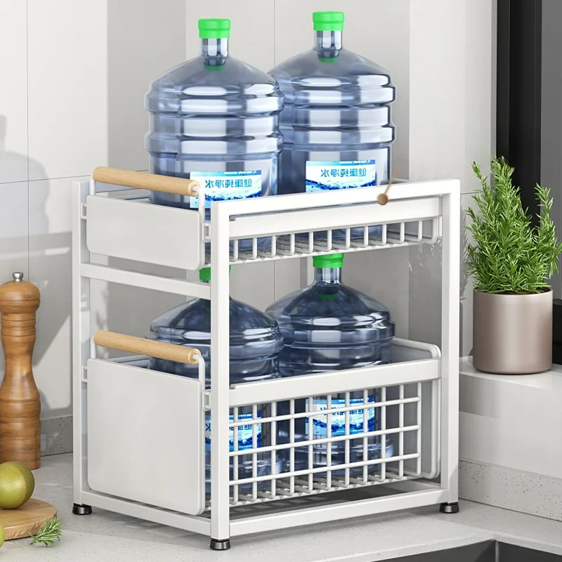 Under Sink Organizer Rack 1/2 Tier Basket Drawer Organizer Under Sink Cabinets Metal Organizer Shelf for Bathroom or Kitchen