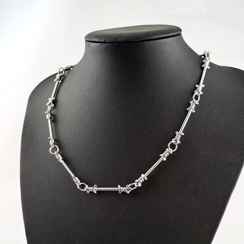 Wire Thorns Iron Unisex Necklaces Women Hip-hop Gothic Punk Style Barbed Wire Small Thorn Chain Collar Choker Jewelry Gift