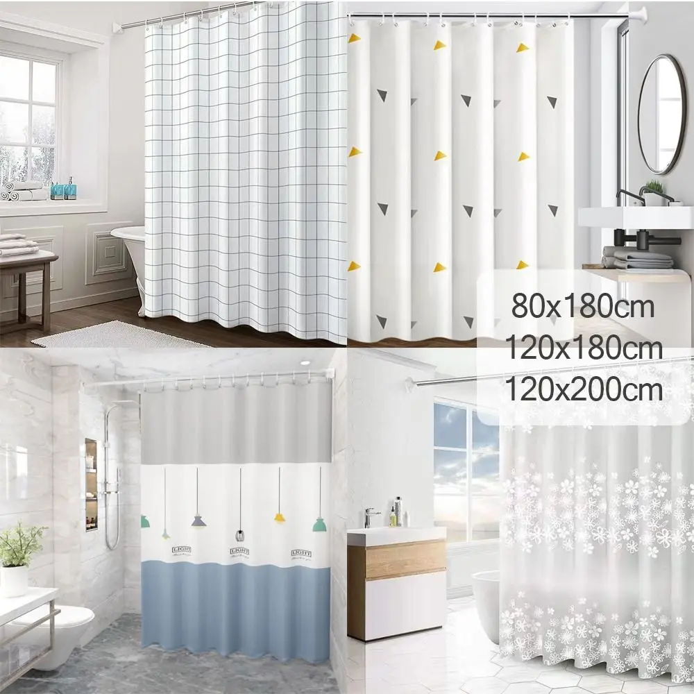 Simple Printing Bathroom Shower Curtain Home Decoration Polyester Waterproof Bathtub Creative Shower Curtain with Hooks