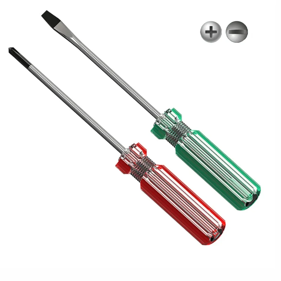 3*75mm Screwdriver Slotted Phillips Magnetic Tip Nut Driver Crystal Clear Handle Cross Flat Screw Key Precision Hand Tools 1 PCS