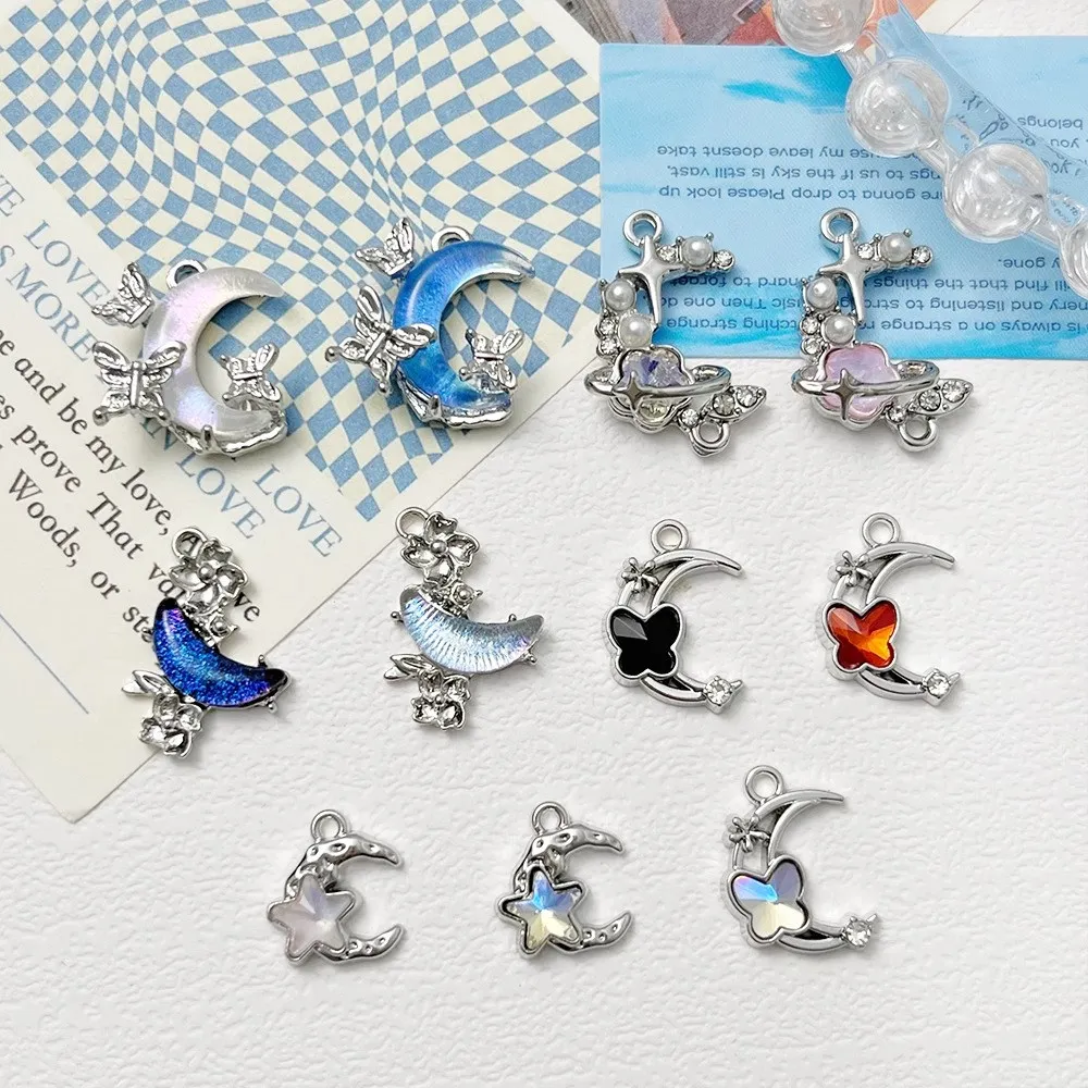 

【 Sea Salt Blue Series 】 Cold and High-end Moon and Star Pendant DIY Necklace, Sweater Chain Material Accessories