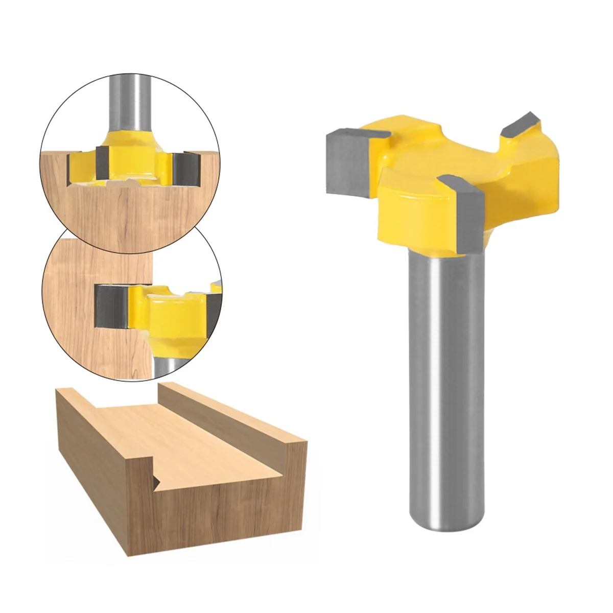 8mm Shank 3 Teeth T-Slot Router Bit Milling Straight Edge Slotting Milling Cutter Cutting Handle for Wood Woodwork