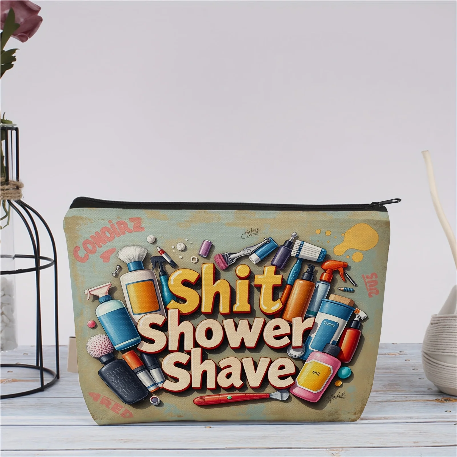 AMen's シェービングセット化粧品バッグ - 女性用のかわいい多機能ジッパーバッグ、ジュエリー収納バッグ、旅行に最適なジッパーポーチ。