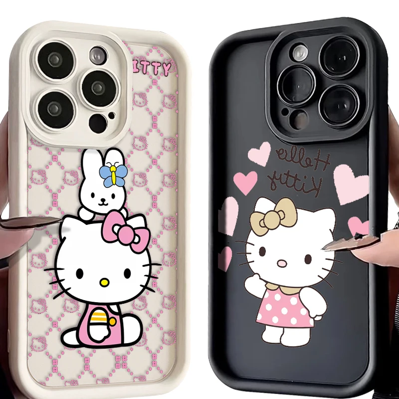 Hello Kitty Kawaii Cat For iPhone 15 14 13 12 11 Pro Max XS Max X XR 7 8 Plus 6S Eye Ladder Phone Case