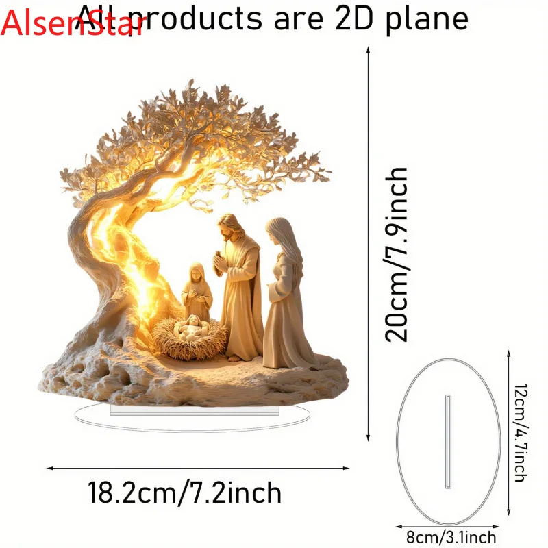 

Classic Acrylic Jesus Christmas Scenes Ornament Office Home Desktop Decoration