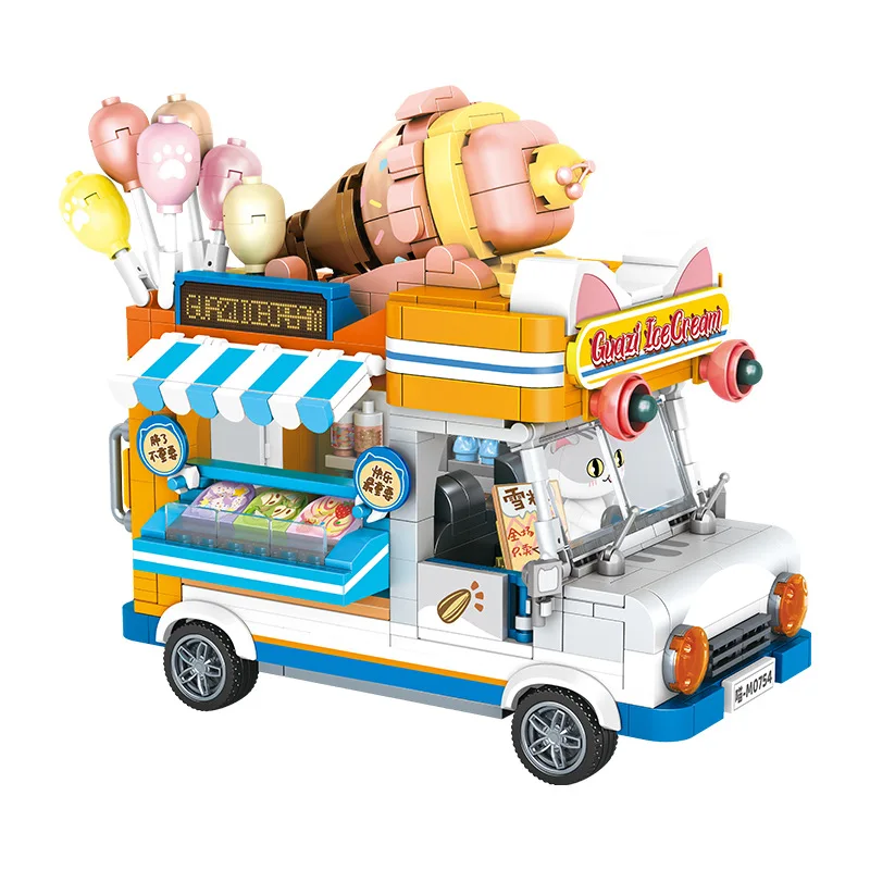 

885301-885304 building block toys, a group of cat building block dumplings, armored vehicles, cars, trendy peripheral toys