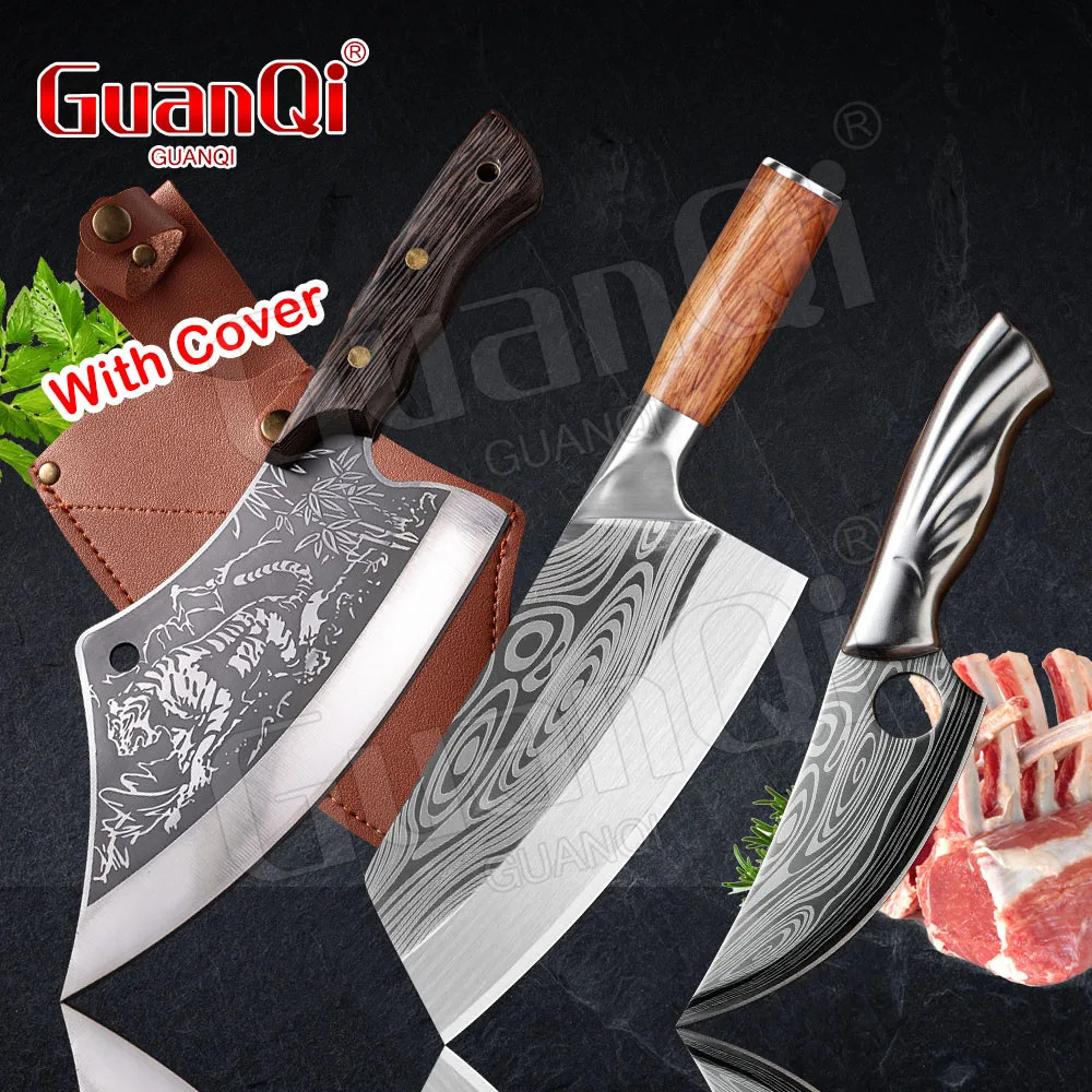 Professiona Meat Chopping Cleaver Chinese Chef Knife Kitchen Shears Fish Cutter Fish Scissors Scale Clean Cook Scissors Knife