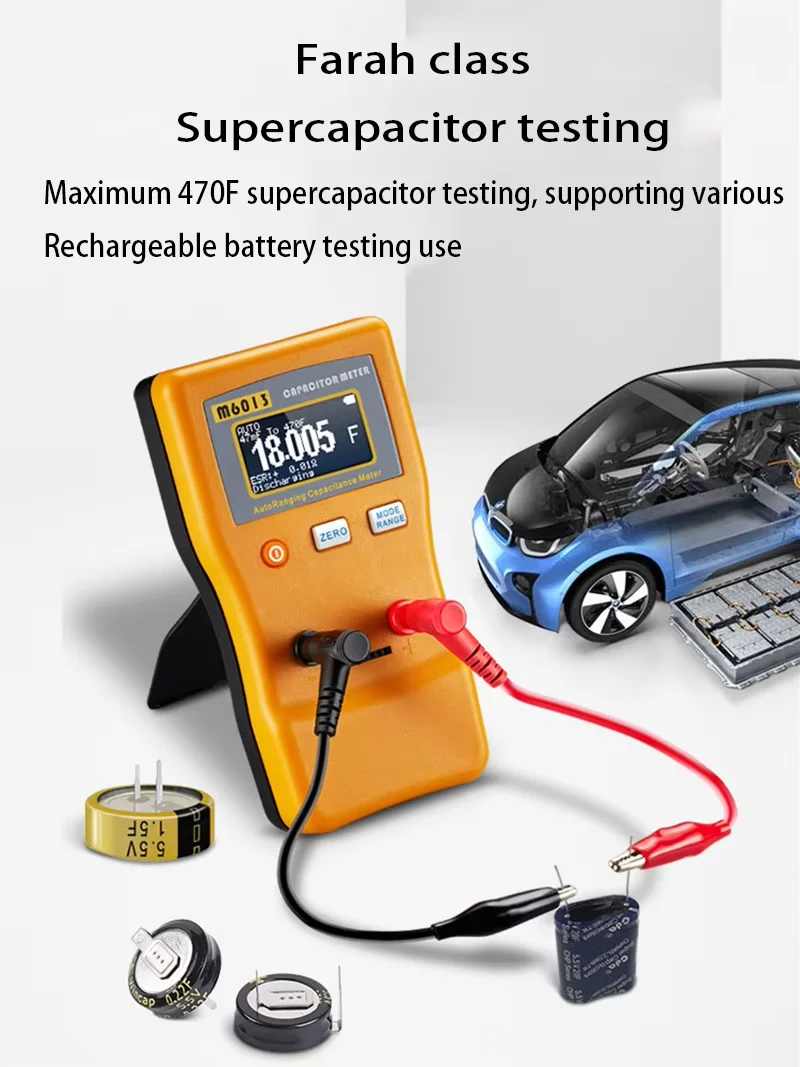 M6013 Small Digital Capacitor Tester with High Precision and 1% Full Automatic Range for Capacitor Meters