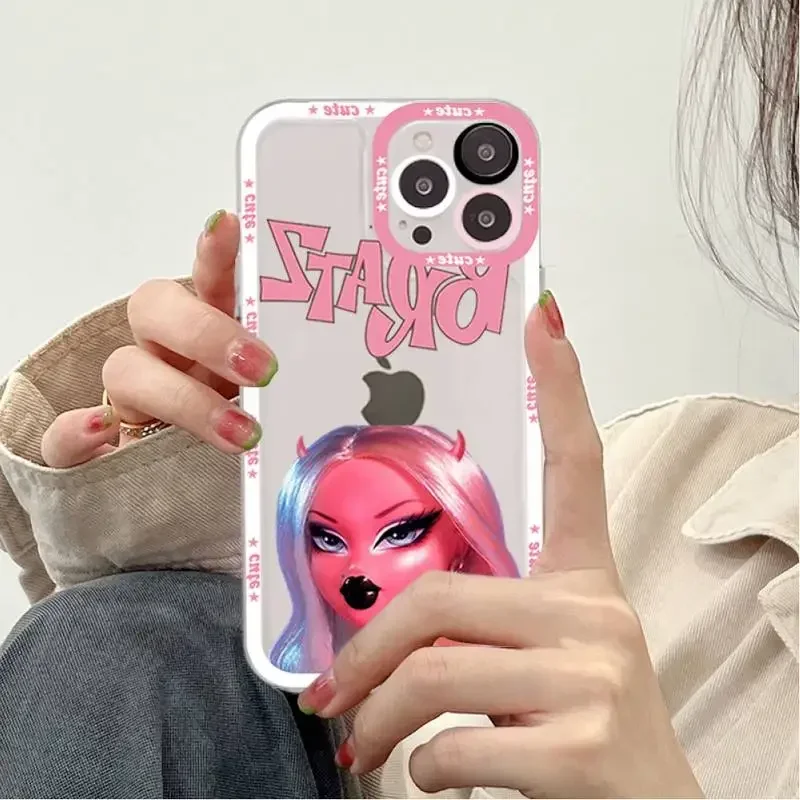 Cute Bratz Doll Phone Case for iPhone 11 12 13 14 15 Pro Max Mini Plus 7 8 SE X XS XR Phone Cases