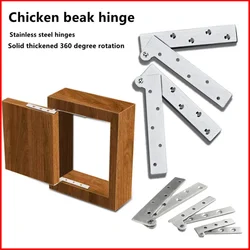 1 Pcs 360 Rotation Chicken Mouth Hinge Hidden Door Corner Top and Bottom Furniture Base Stainless Steel Hardware Accessories