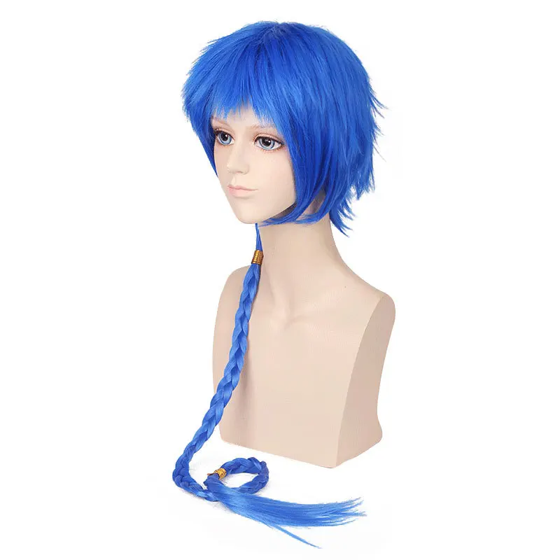 Synthetic Blue Braided Curly Wig Long Cosplay Party Costume Heat Resistant Fiber Hair Anime Roleplay