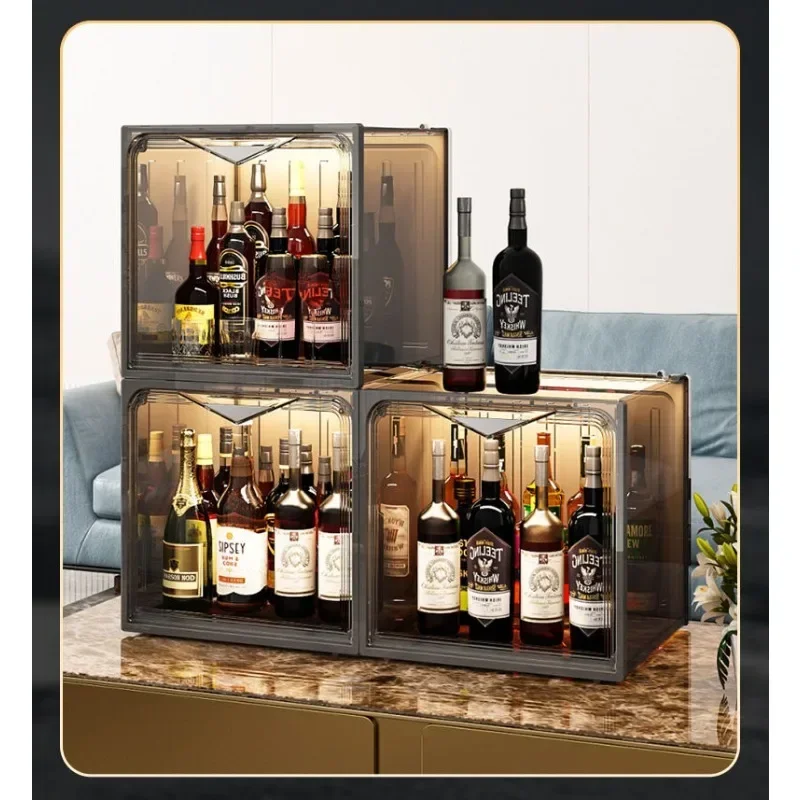 Small Liquor Display Cabinets Removable Shelves for Home Bar Red Wine Shelves Household Whiskey Wine Layered Storage Cabinets