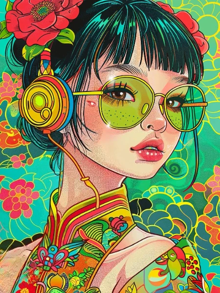 500/1000/1200/2000PCS Jigsaw Puzzle Modern Chinese Madam Portrait Headphones Sunglasses Floral Pop Art Home Wall Decor Gift