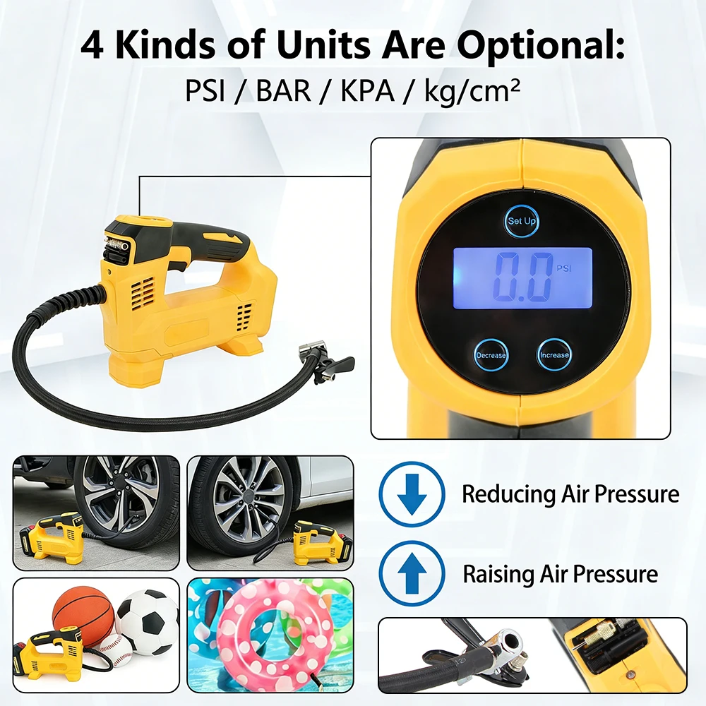 Inflador de Neumáticos Eléctrico Podofo, Compresor de Aire Portátil de 150 PSI, Bomba de Neumáticos para Automóvil con Manómetro Digital para Automóvil, Camioneta, Bomba Inflable