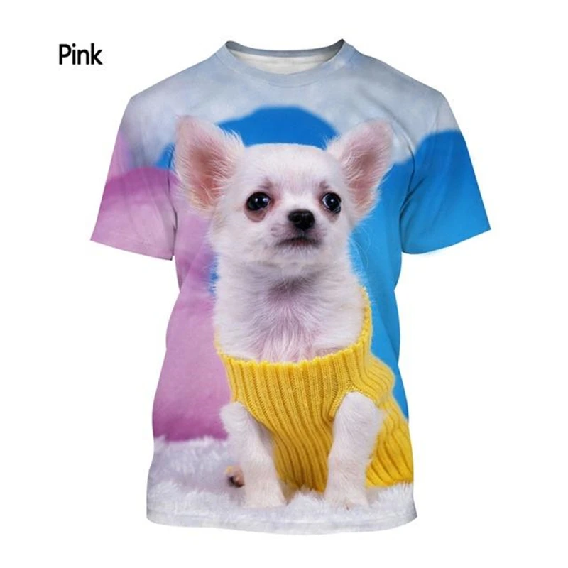 Cute Chihuahua Graphic T Shirts Fashion Summer Crew Neck 3D Funny Dog Printed Men Women T-shirts Casual Oversized Kids Tees Tops