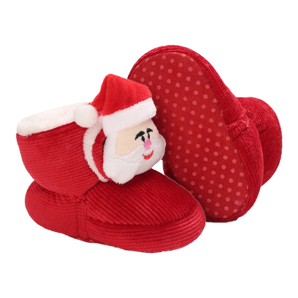 

1Pair Xmas Infant Walking Shoes Baby Booties Cotton Non-Slip Warm Lightweight Toddler Footwear Santa Claus Warm Baby Shoes