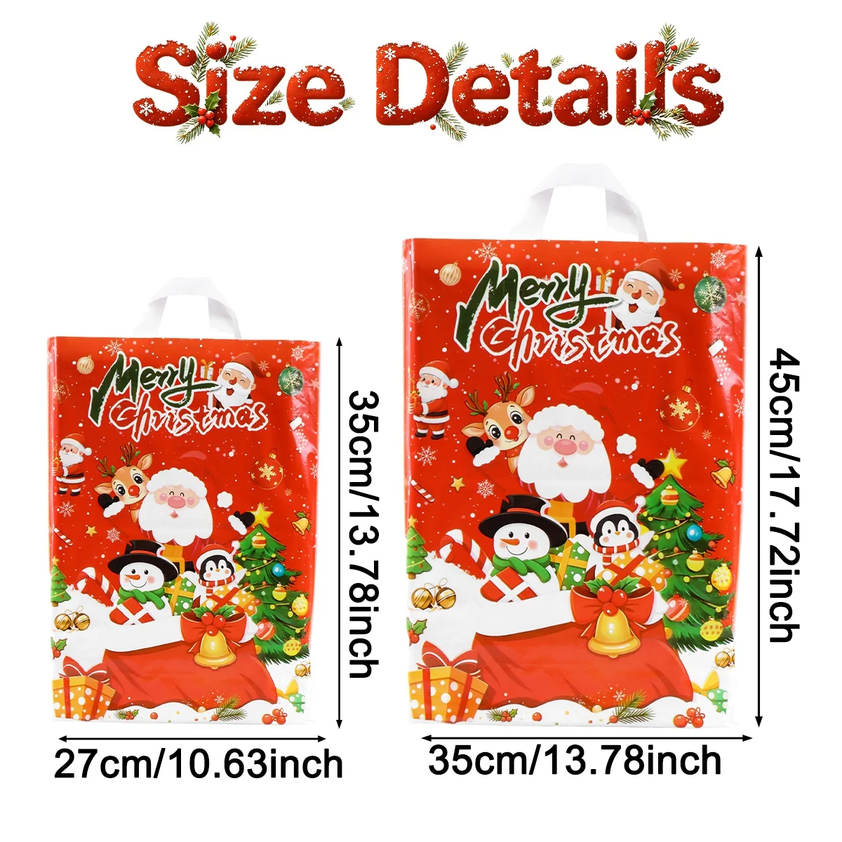 6pcs Merry Christmas Gift Bags Santa Claus Snowman Tote Bags Gift Packaging Bags for Shopping New Year Christmas Decorations