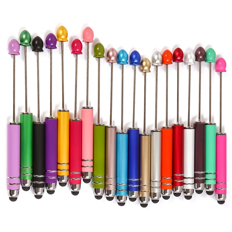 30Pcs DIY Touch Screen Beaded Ball Pen Beadable Ballpoint Pens Cute Stationery Pens for Writing School Office Supplies