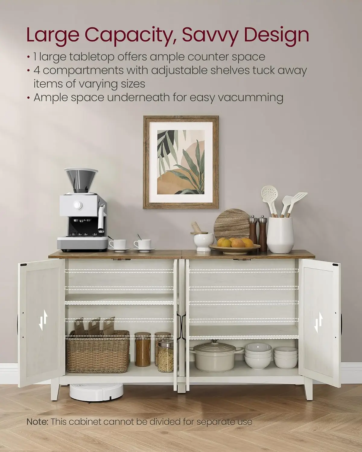 Storage Cabinet, Buffet Cabinet, Sideboard, Credenza, with Adjustable Shelves, for Living Room, Entryway