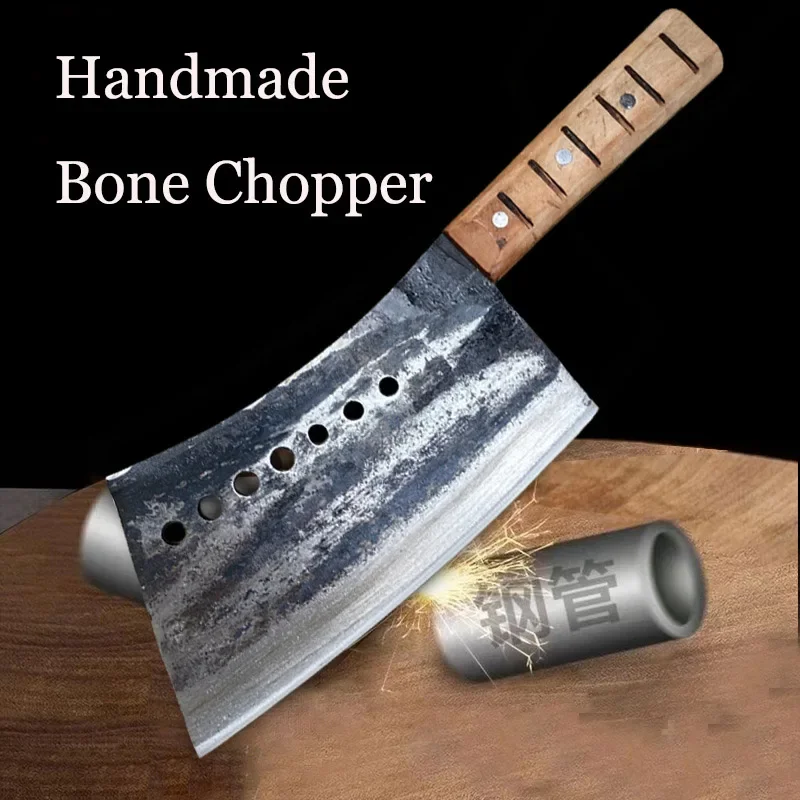 Tough Chopping Knife Heavy Steel Kitchen Chopper Handmade Butcher Knife Big Bone Chopping Tools 1kg Hardwork Cooking Cleaver