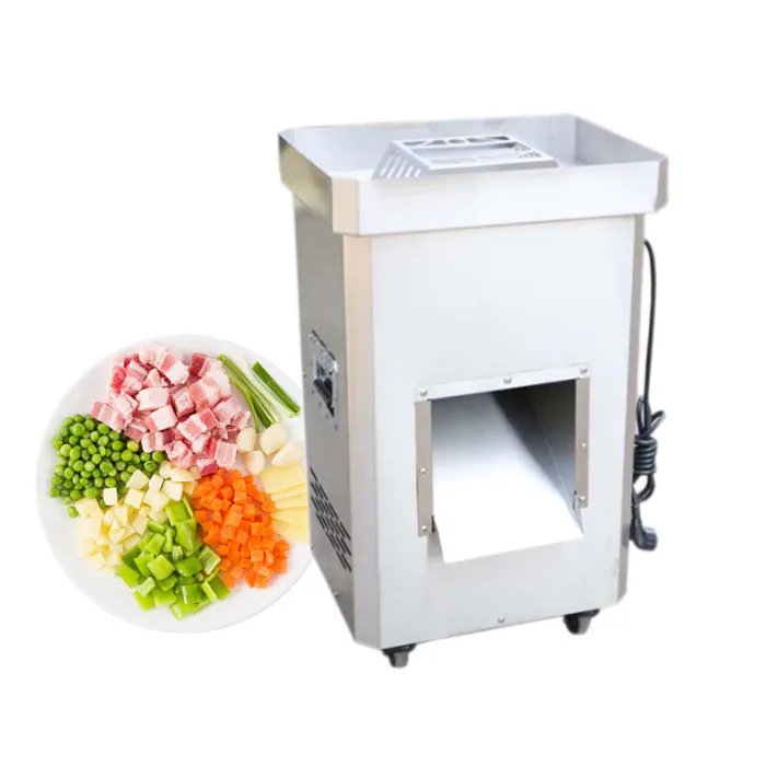 Caliente en España rebanar carne en cubos Rebanadoras de carne a la venta Precio de la máquina cortadora y en cubitos de carne fresca
