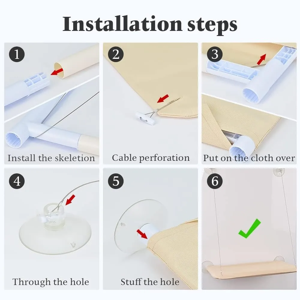 سرير أرجوحة نافذة قطة فائق النعومة - جثم مريح يشبه السحابة لوقت القيلولة - مثبت بشكل آمن، مثالي لتوفير المساحة