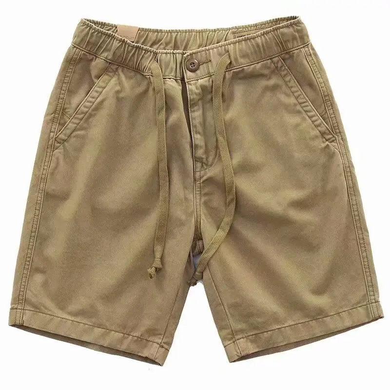 Sommer elastische Taille lässige Shorts 2024 Sommer neue Herren einfarbige Shorts koreanische Ausgabe trend ige Herren Schnür hose