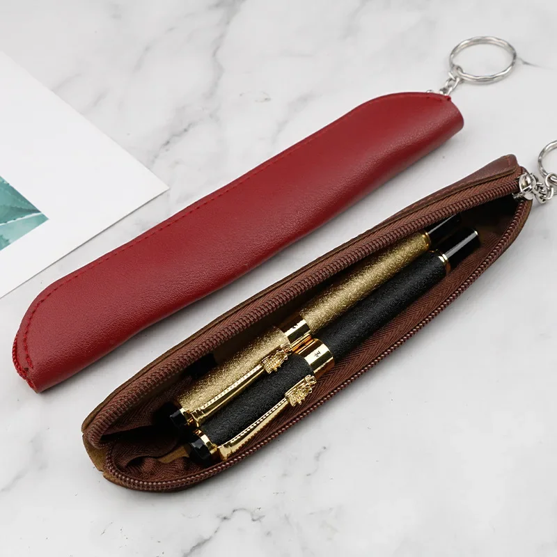 Creative Portable Pen Bag Retro Style Minimalist Tablet Stylus Protective Case PU Pencil Bag Zipper Pen Case