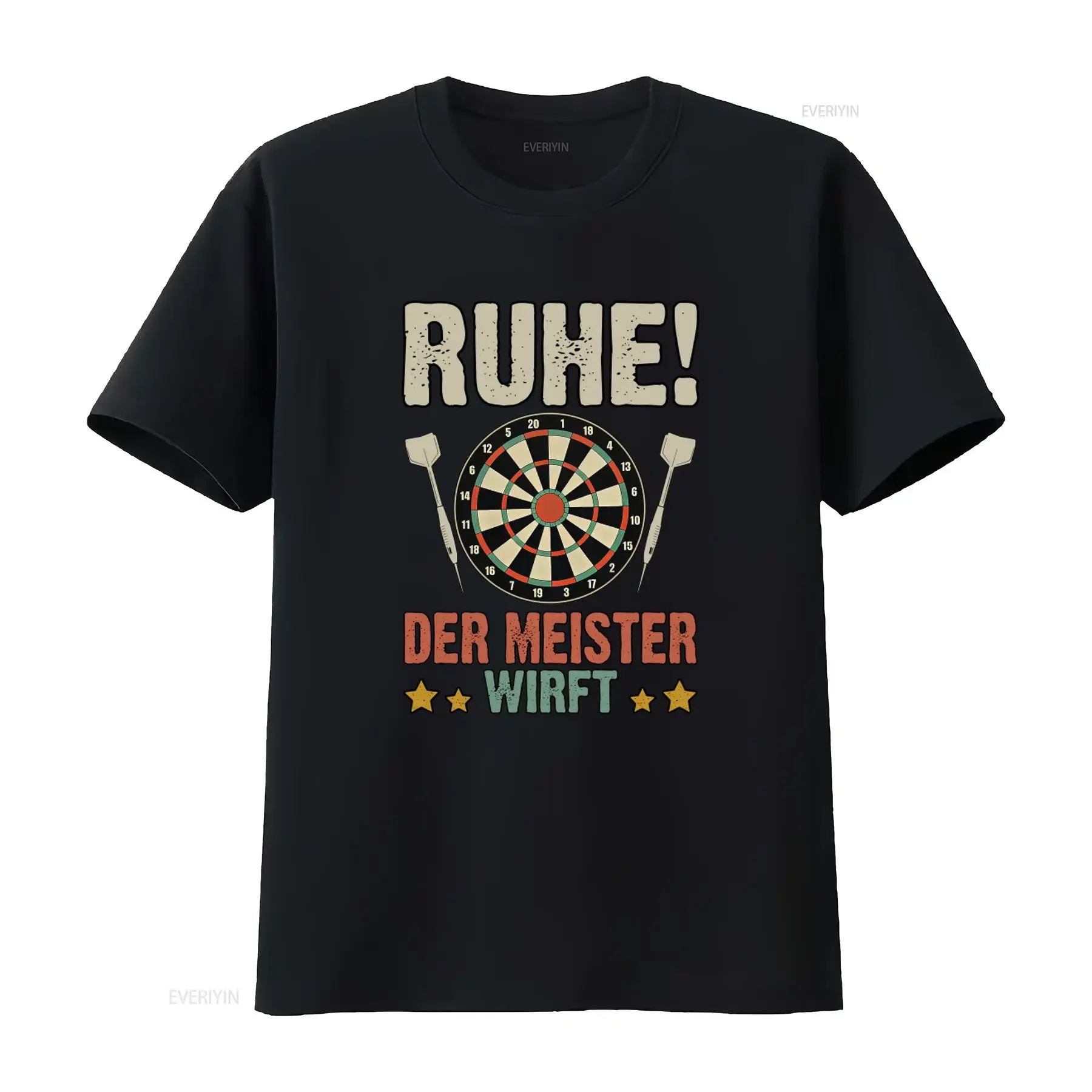 Retro Darts Tournament 180 T Shirt Ruhe Der Meister Wirft Design Vintage Style Dartboard Print vintage Washed Stretched