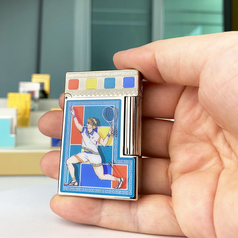 

Новая памятная серия, роскошная зажигалка с одним и двойным пламенем Ping Sound, бутановая зажигалка для курения сигарет с натуральной краской 19024